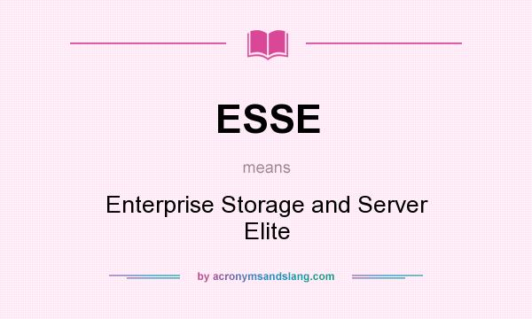 What does ESSE mean? It stands for Enterprise Storage and Server Elite