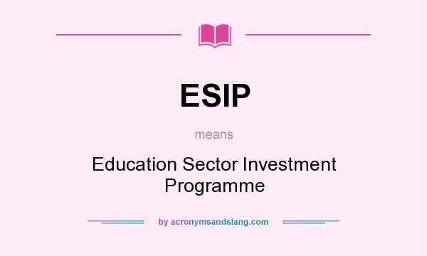 What does ESIP mean? It stands for Education Sector Investment Programme
