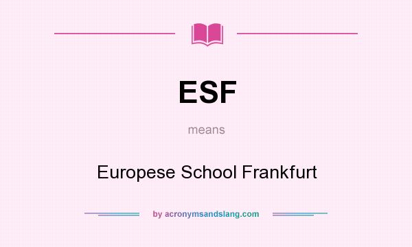 What does ESF mean? It stands for Europese School Frankfurt