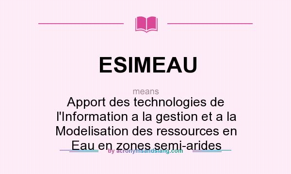What does ESIMEAU mean? It stands for Apport des technologies de l`Information a la gestion et a la Modelisation des ressources en Eau en zones semi-arides