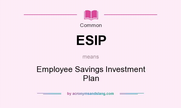 What does ESIP mean? It stands for Employee Savings Investment Plan