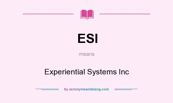 What does ESI mean? It stands for Experiential Systems Inc