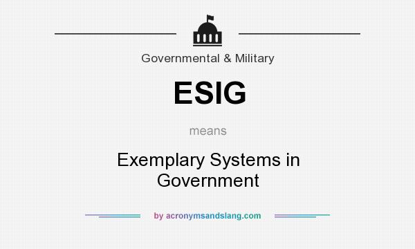 What does ESIG mean? It stands for Exemplary Systems in Government