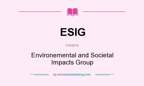 What does ESIG mean? It stands for Environemental and Societal Impacts Group