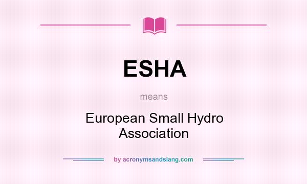 What does ESHA mean? It stands for European Small Hydro Association