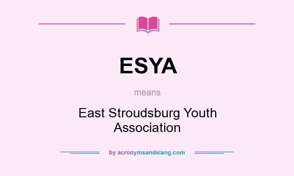 What does ESYA mean? It stands for East Stroudsburg Youth Association