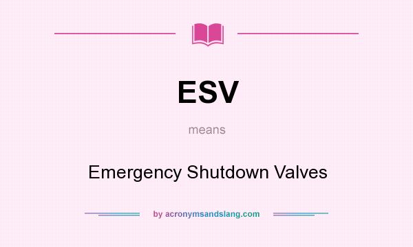 What does ESV mean? It stands for Emergency Shutdown Valves