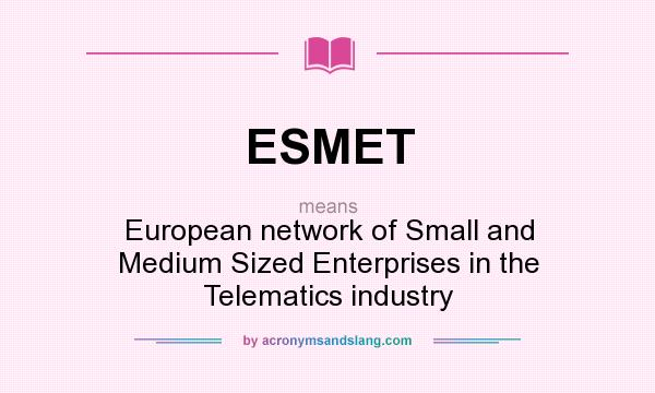 What does ESMET mean? It stands for European network of Small and Medium Sized Enterprises in the Telematics industry