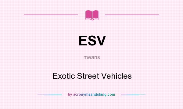 What does ESV mean? It stands for Exotic Street Vehicles