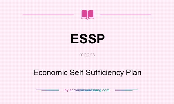 What does ESSP mean? It stands for Economic Self Sufficiency Plan