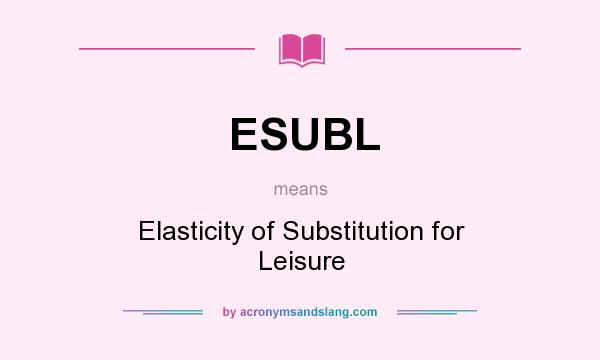 What does ESUBL mean? It stands for Elasticity of Substitution for Leisure
