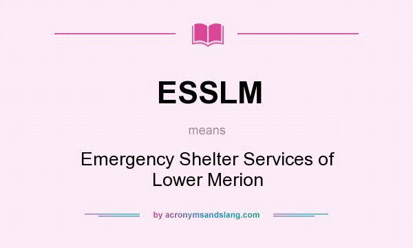 What does ESSLM mean? It stands for Emergency Shelter Services of Lower Merion