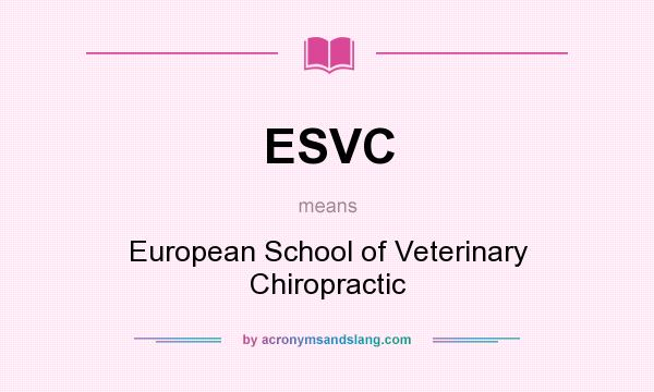 What does ESVC mean? It stands for European School of Veterinary Chiropractic