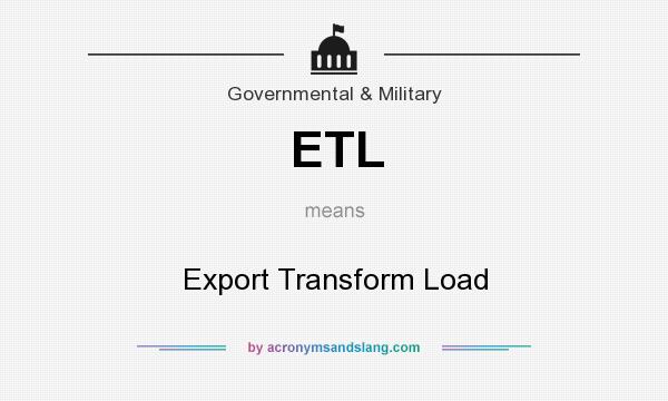What does ETL mean? It stands for Export Transform Load