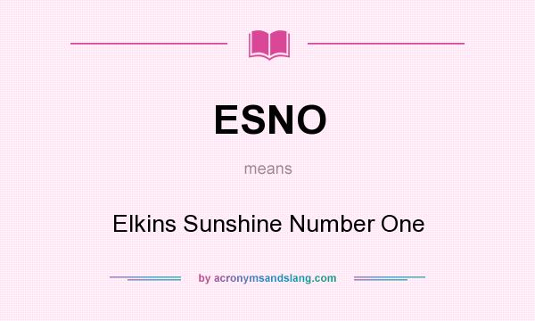 What does ESNO mean? It stands for Elkins Sunshine Number One