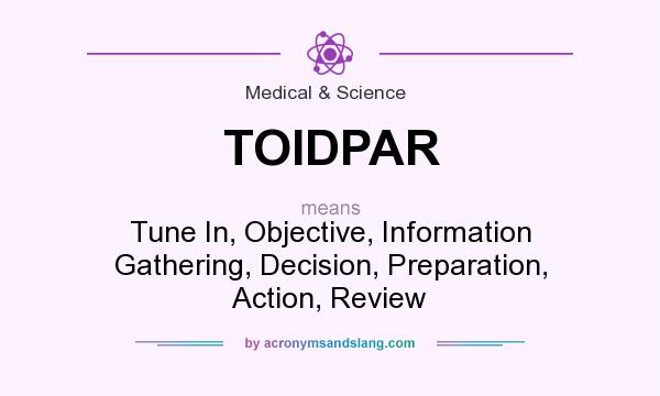 What does TOIDPAR mean? It stands for Tune In, Objective, Information Gathering, Decision, Preparation, Action, Review