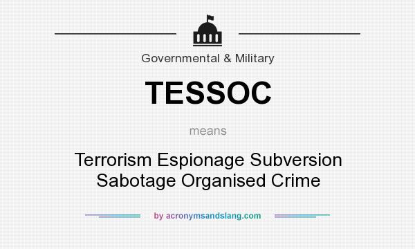 What does TESSOC mean? It stands for Terrorism Espionage Subversion Sabotage Organised Crime
