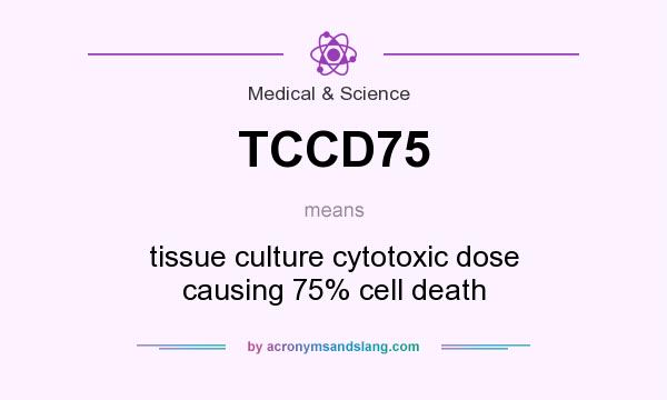 What does TCCD75 mean? It stands for tissue culture cytotoxic dose causing 75% cell death