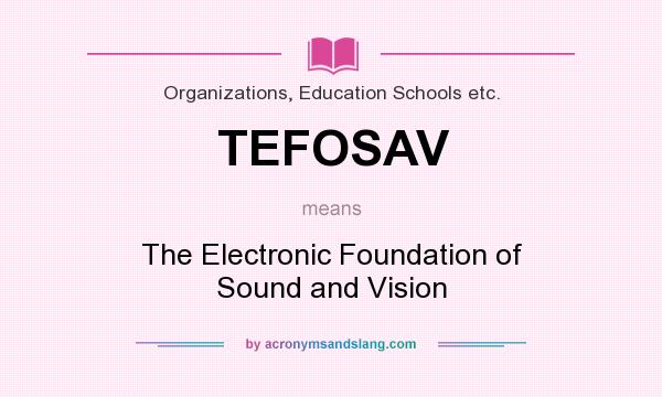 What does TEFOSAV mean? It stands for The Electronic Foundation of Sound and Vision