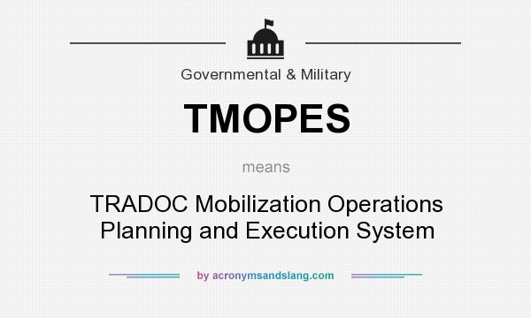 What does TMOPES mean? It stands for TRADOC Mobilization Operations Planning and Execution System