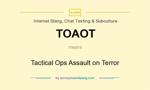 What does TOAOT mean? It stands for Tactical Ops Assault on Terror