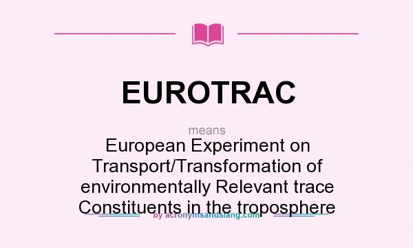 What does EUROTRAC mean? It stands for European Experiment on Transport/Transformation of environmentally Relevant trace Constituents in the troposphere
