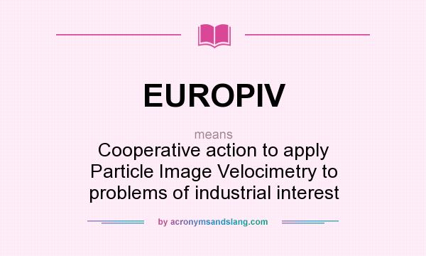 What does EUROPIV mean? It stands for Cooperative action to apply Particle Image Velocimetry to problems of industrial interest