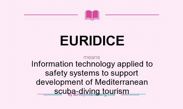 What does EURIDICE mean? It stands for Information technology applied to safety systems to support development of Mediterranean scuba-diving tourism