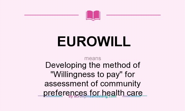 What does EUROWILL mean? It stands for Developing the method of Willingness to pay for assessment of community preferences for health care