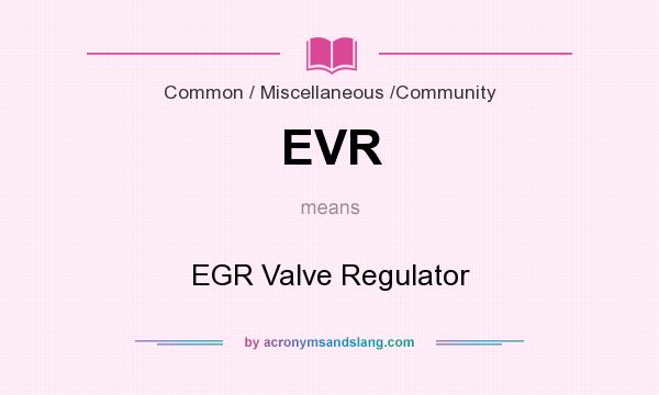 What does EVR mean? It stands for EGR Valve Regulator