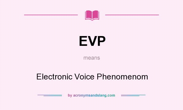 What does EVP mean? It stands for Electronic Voice Phenomenom