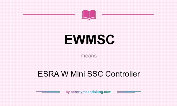 What does EWMSC mean? It stands for ESRA W Mini SSC Controller