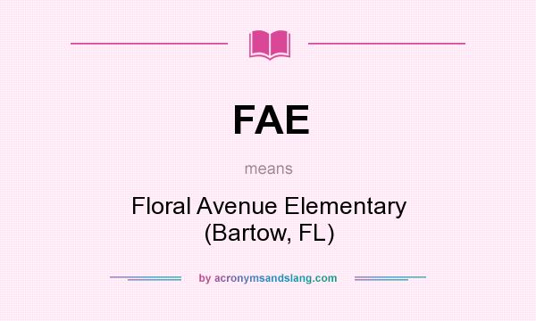 What does FAE mean? It stands for Floral Avenue Elementary (Bartow, FL)