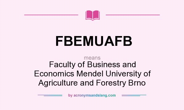What does FBEMUAFB mean? It stands for Faculty of Business and Economics Mendel University of Agriculture and Forestry Brno