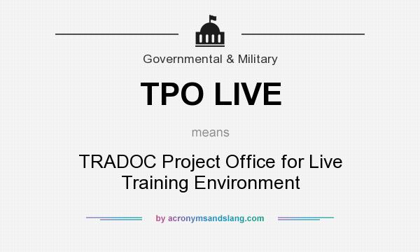 What does TPO LIVE mean? It stands for TRADOC Project Office for Live Training Environment