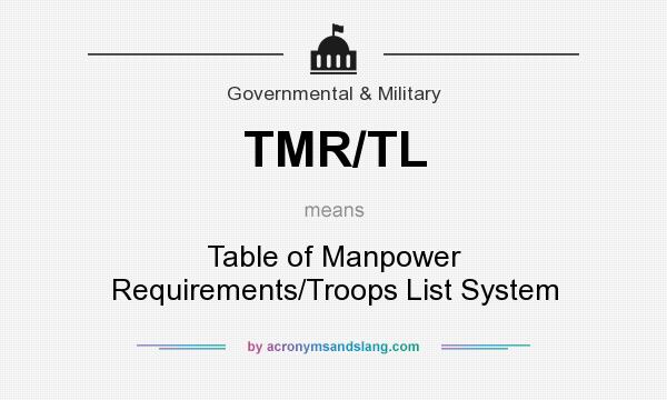 What does TMR/TL mean? It stands for Table of Manpower Requirements/Troops List System