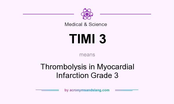 What does TIMI 3 mean? It stands for Thrombolysis in Myocardial Infarction Grade 3