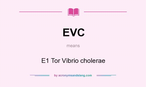 What does EVC mean? It stands for E1 Tor Vibrio cholerae