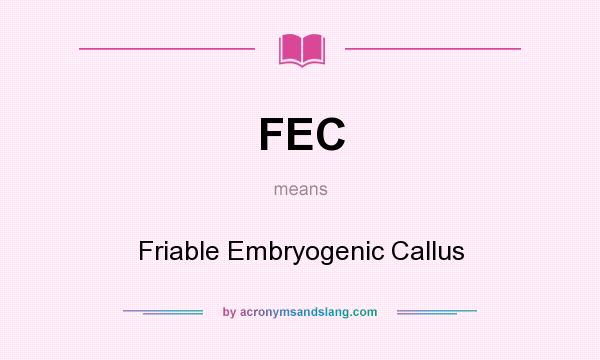 What does FEC mean? It stands for Friable Embryogenic Callus