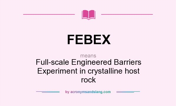 What does FEBEX mean? It stands for Full-scale Engineered Barriers Experiment in crystalline host rock