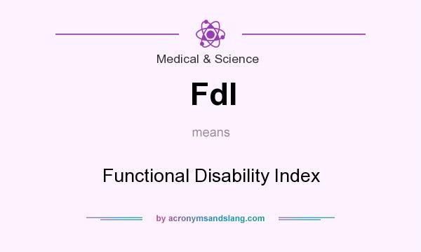 What does FdI mean? It stands for Functional Disability Index