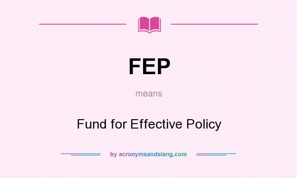 What does FEP mean? It stands for Fund for Effective Policy