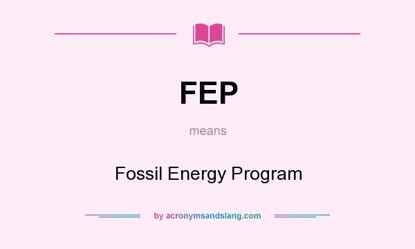 What does FEP mean? It stands for Fossil Energy Program