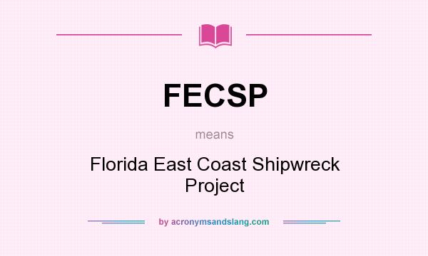 What does FECSP mean? It stands for Florida East Coast Shipwreck Project