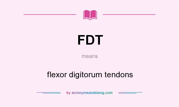 What does FDT mean? It stands for flexor digitorum tendons