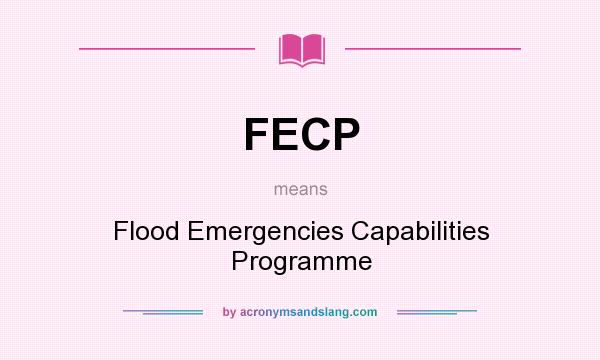 What does FECP mean? It stands for Flood Emergencies Capabilities Programme