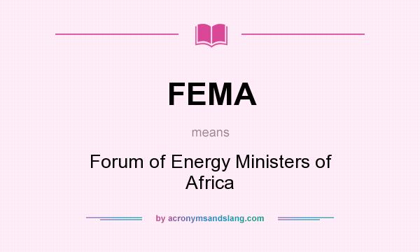 What does FEMA mean? It stands for Forum of Energy Ministers of Africa
