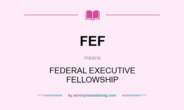 What does FEF mean? It stands for FEDERAL EXECUTIVE FELLOWSHIP
