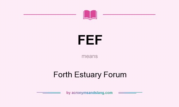What does FEF mean? It stands for Forth Estuary Forum