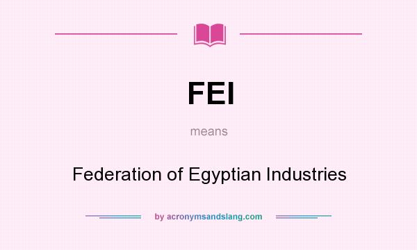 What does FEI mean? It stands for Federation of Egyptian Industries